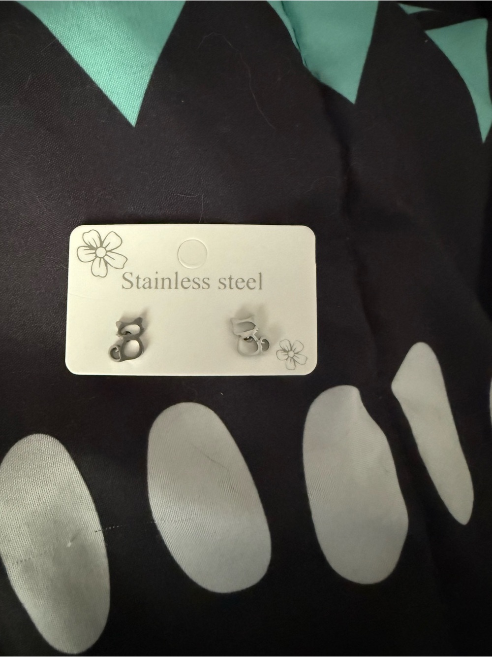 Stainless Steel Cat Stud Earrings